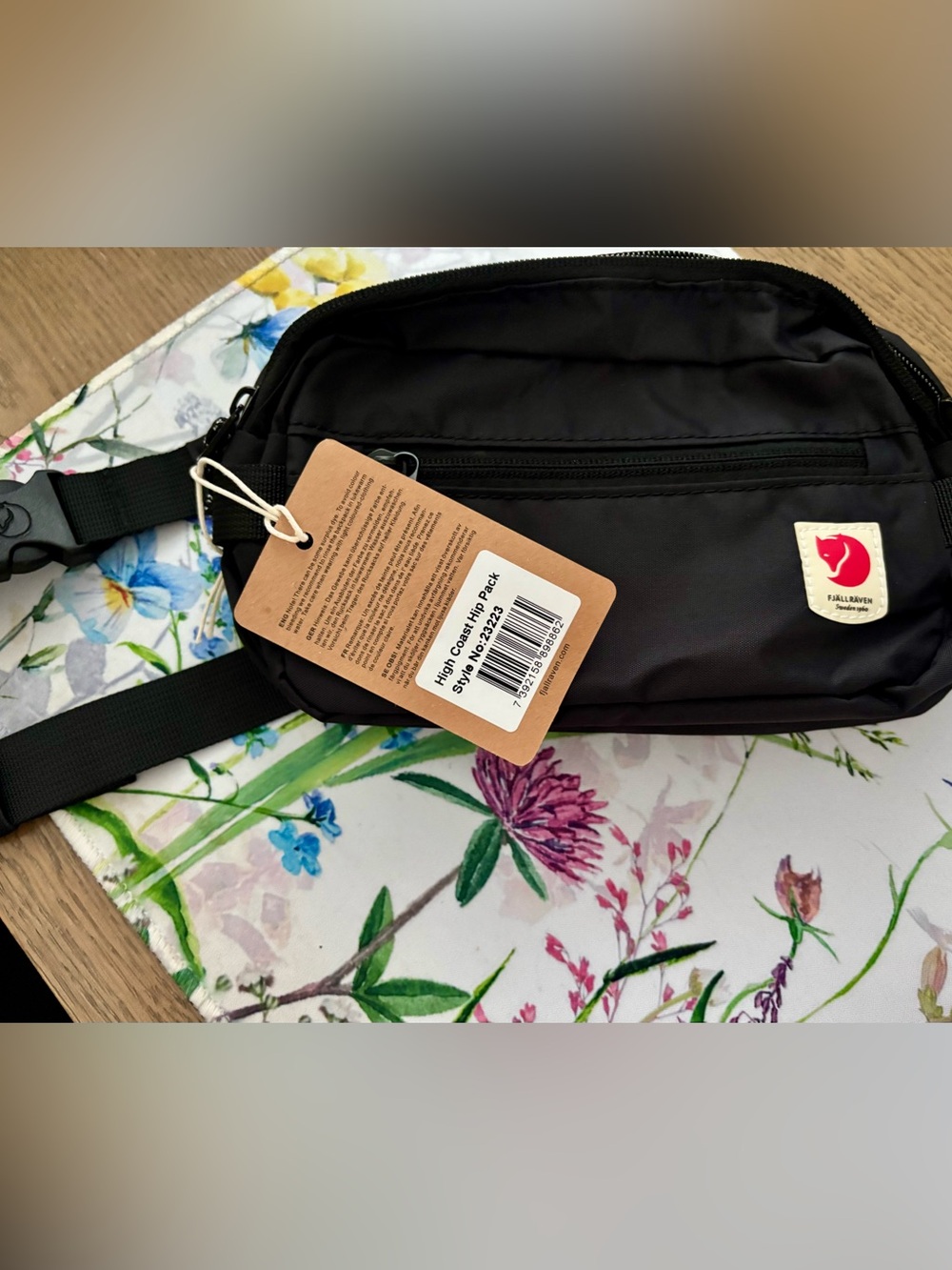Fjallraven Black Hip Pack with Red Logo Patch